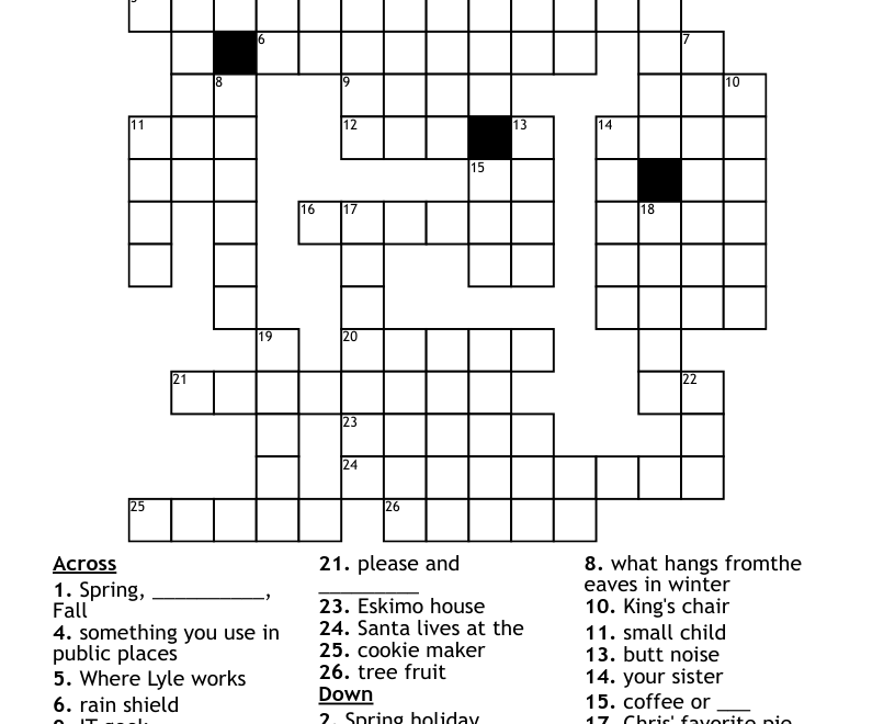 Christmas Present Puzzle Crossword WordMint