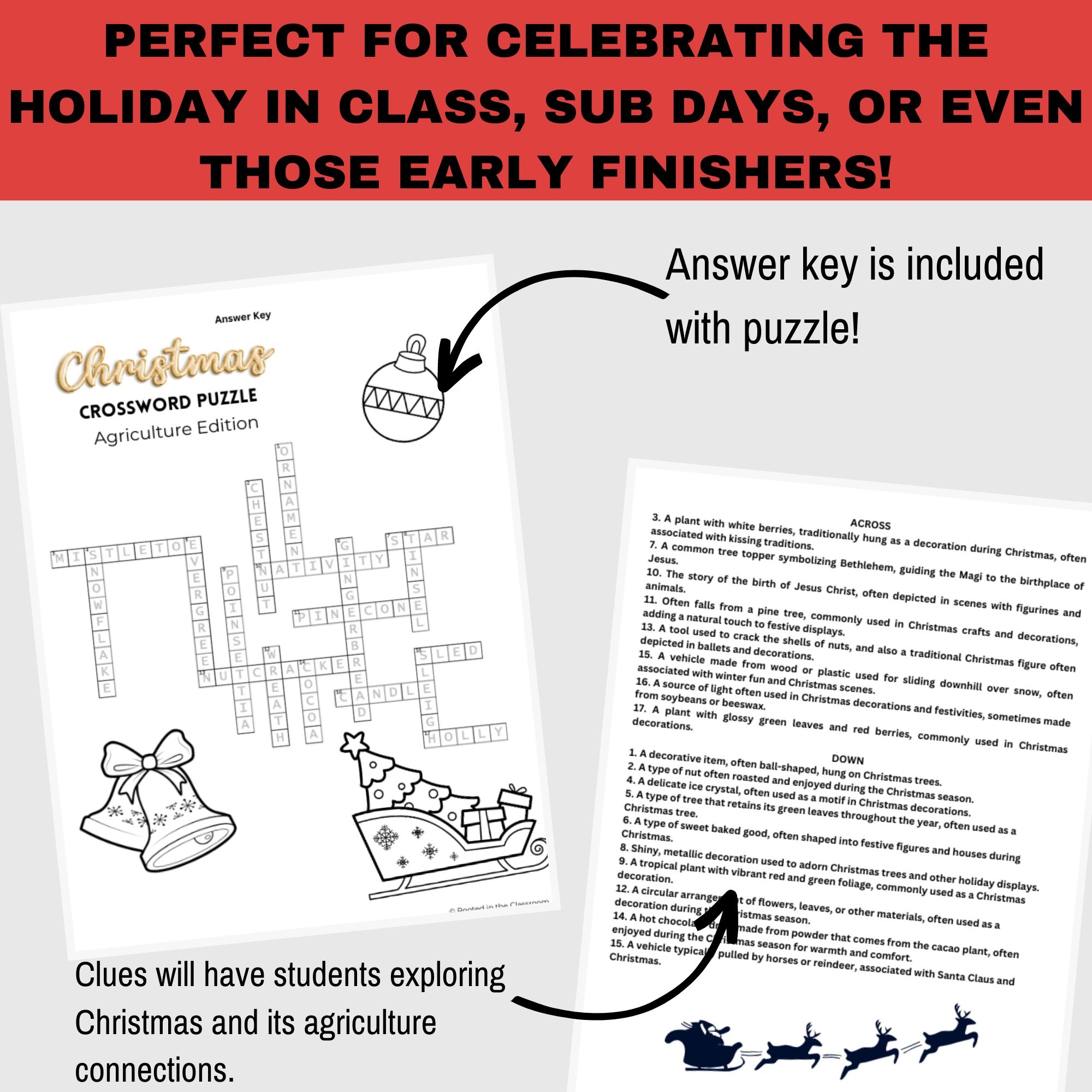 Printable Christmas Crossword 6th Grade