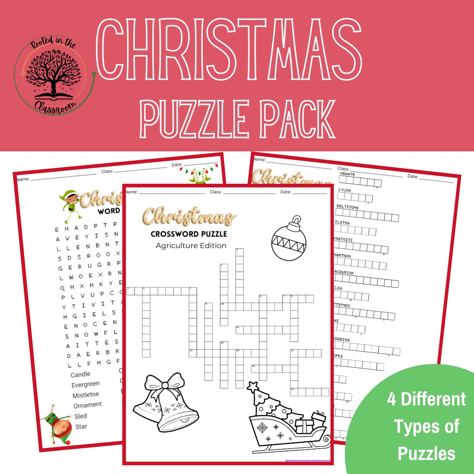 Christmas Puzzles Crossword Word Search Etc Sub Days Early Finisher Classful