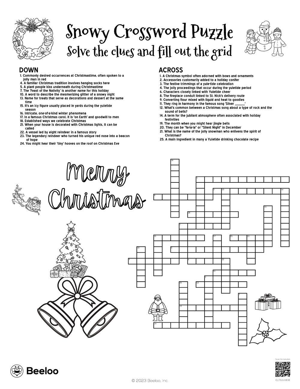 Kids Christmas Crossword Puzzle Printable