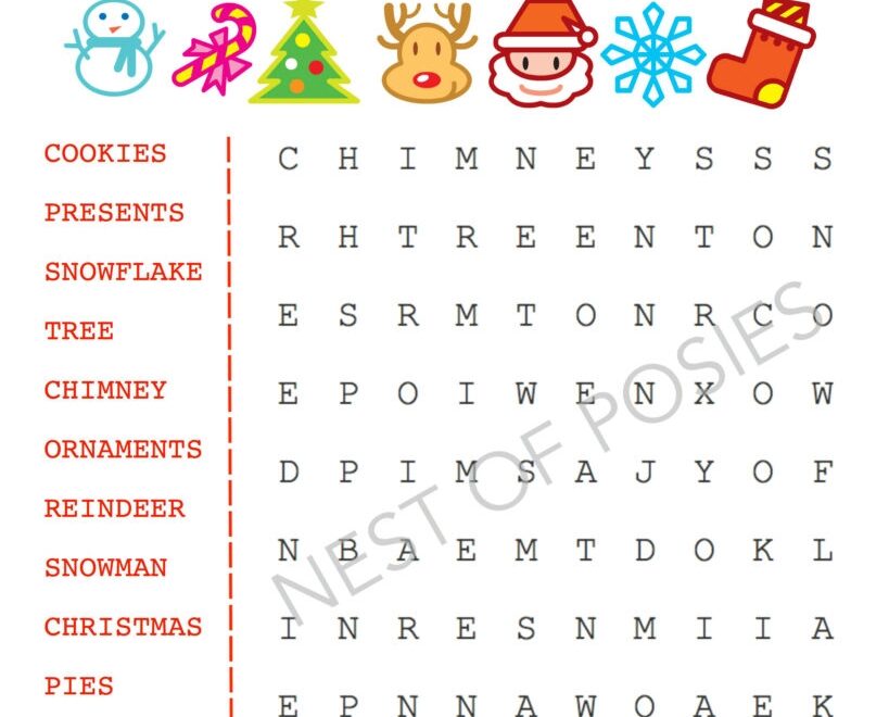 Christmas Word Puzzle Printables For Kids Nest Of Posies