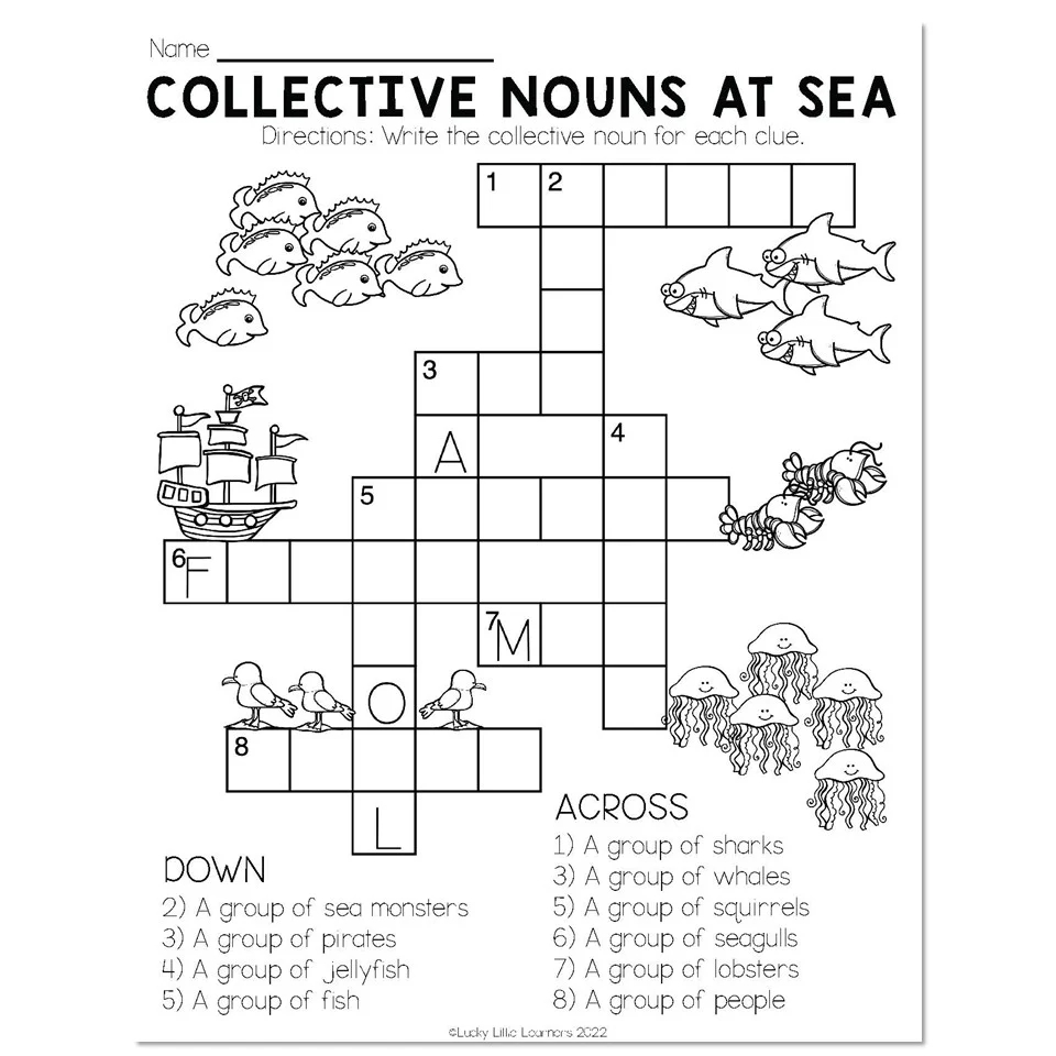 Nouns Crossword Puzzle Printable