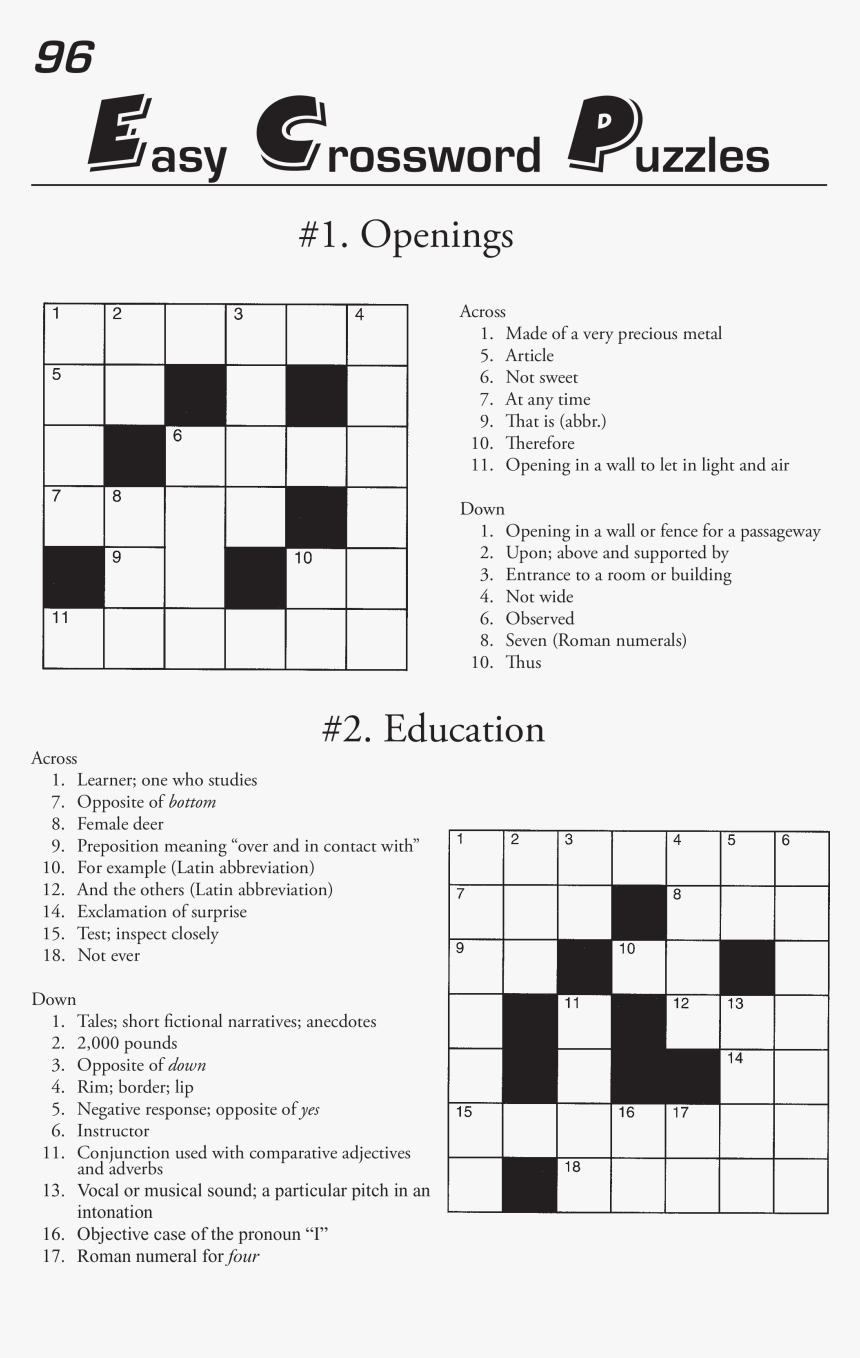 Clip Art Crossword Puzzle Template Easy Example Of Crossword Puzzle HD Png Download Kindpng