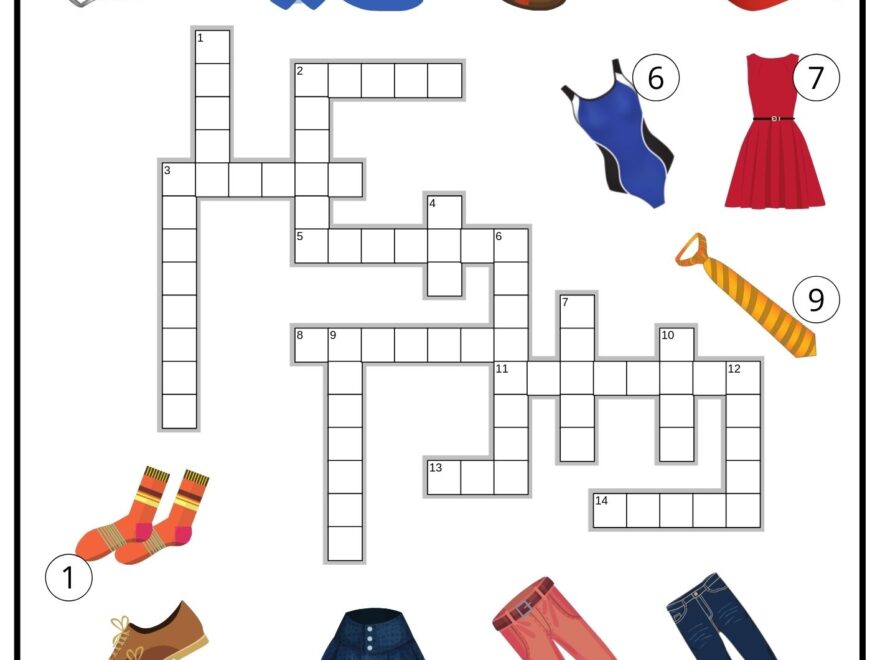 Clothes Crossword Ezpzlearn