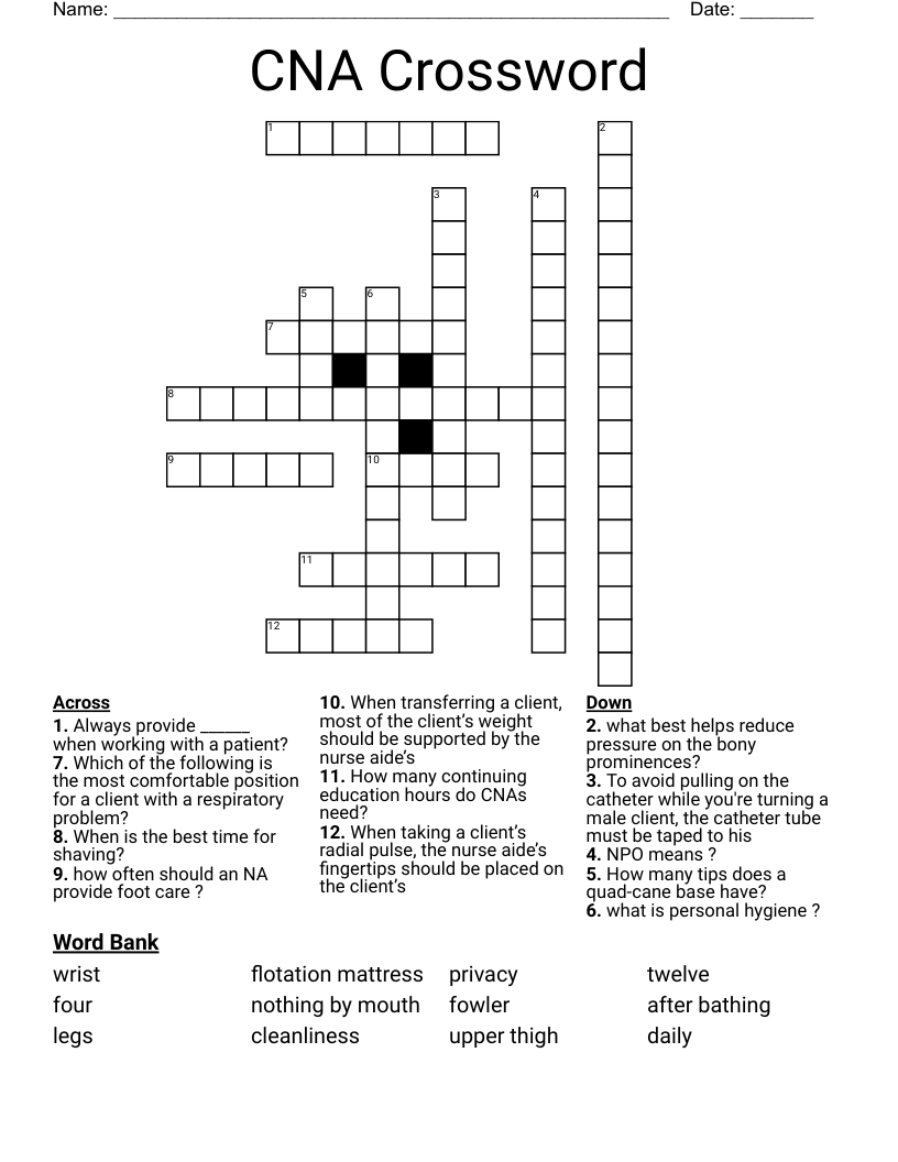 CNA Crossword WordMint CNA Crossword WordMint