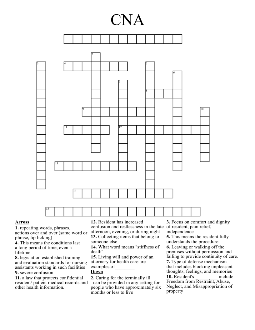 CNA Crossword WordMint CNA Crossword WordMint