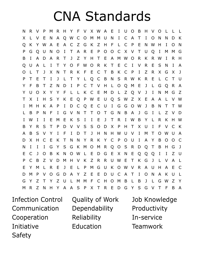 CNA Standards Word Search WordMint CNA Standards Word Search WordMint