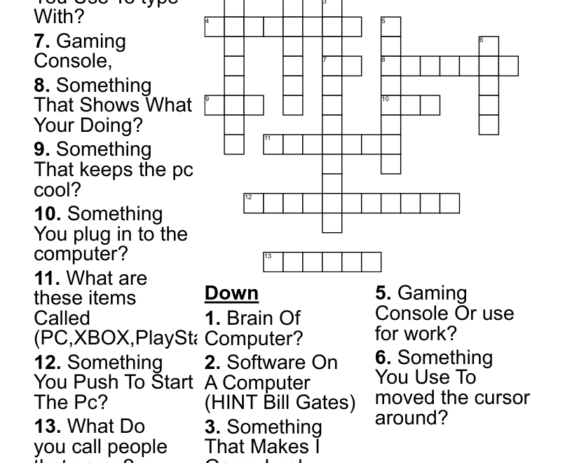 Computer Cross Word WordMint