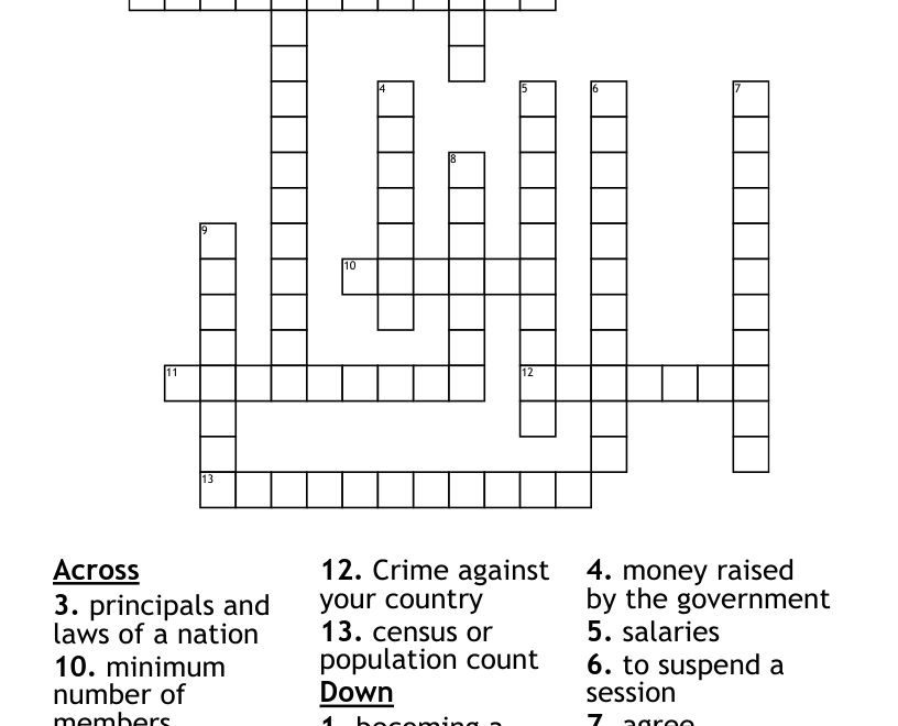 Constitution Terms Crossword WordMint