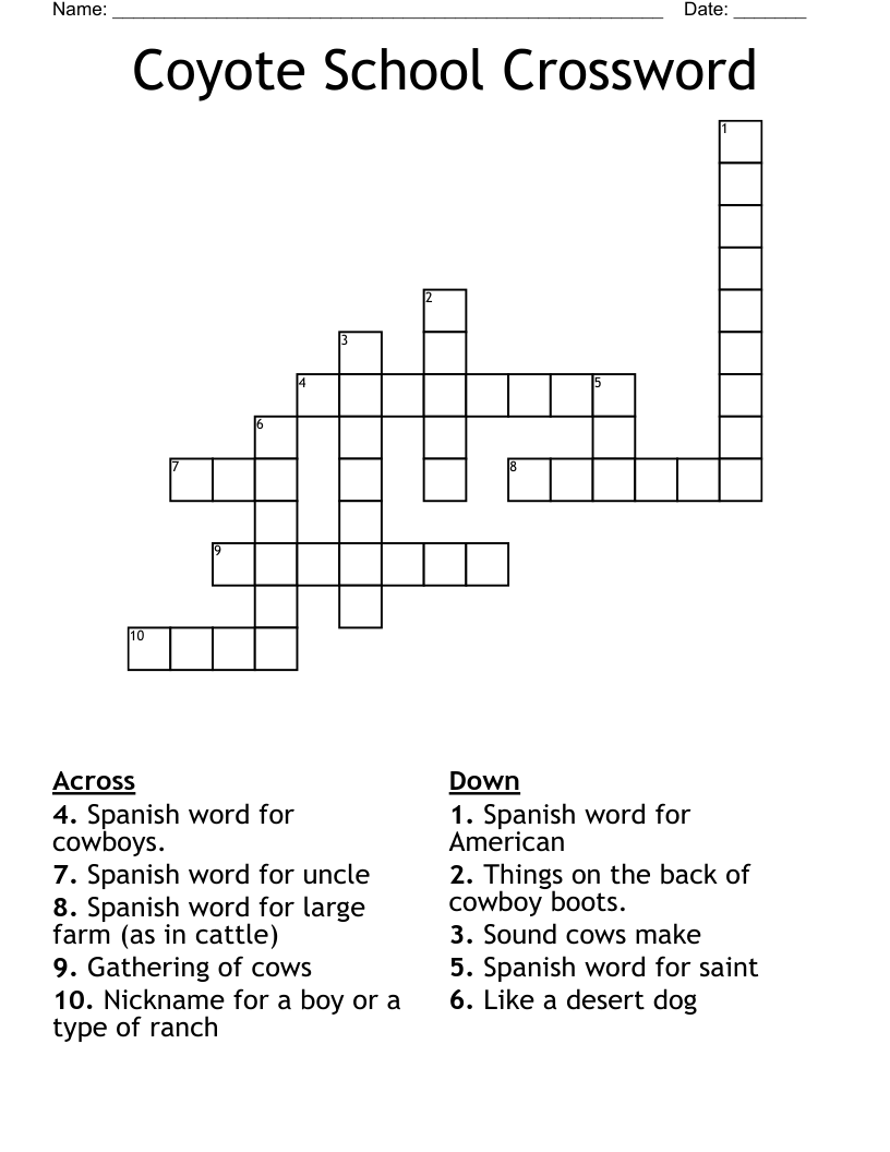 Back To School Crossword Puzzles Printable