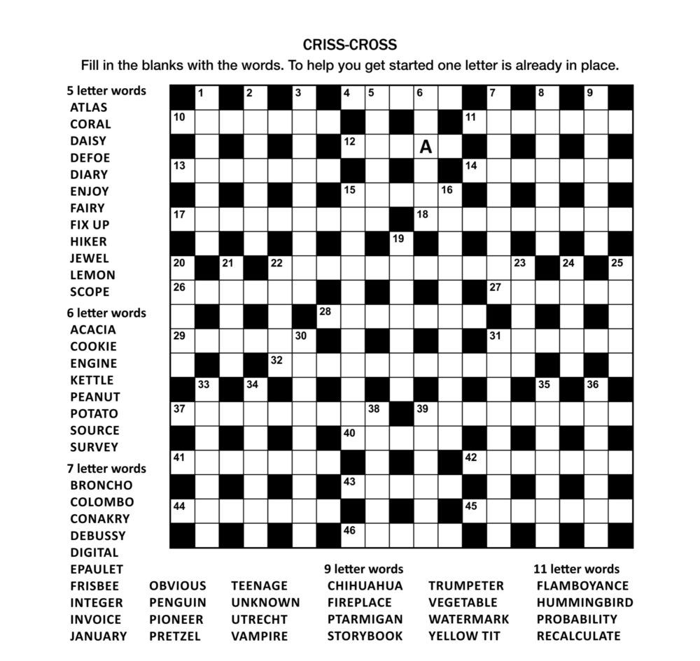 Criss Cross Word Puzzles Criss Cross Word Puzzles
