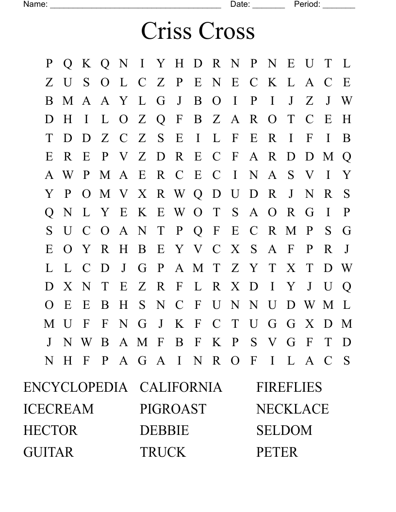 Criss Cross Word Search WordMint Criss Cross Word Search WordMint