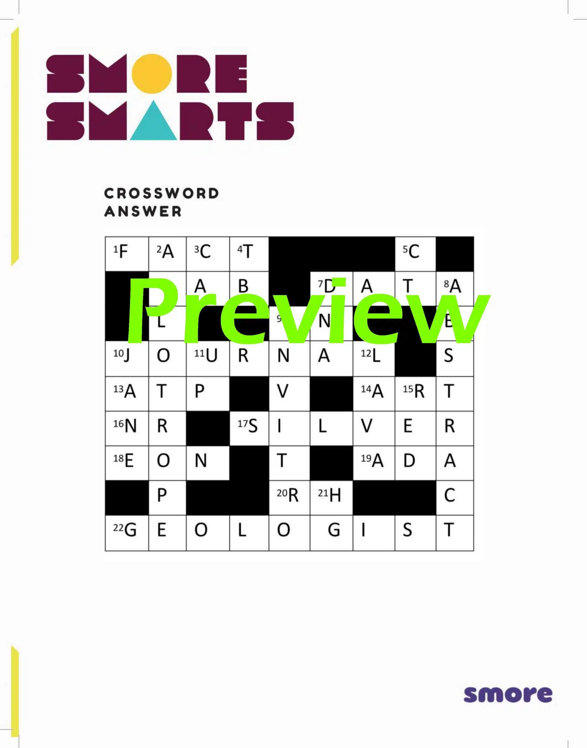 Crossword 1 Smore Science