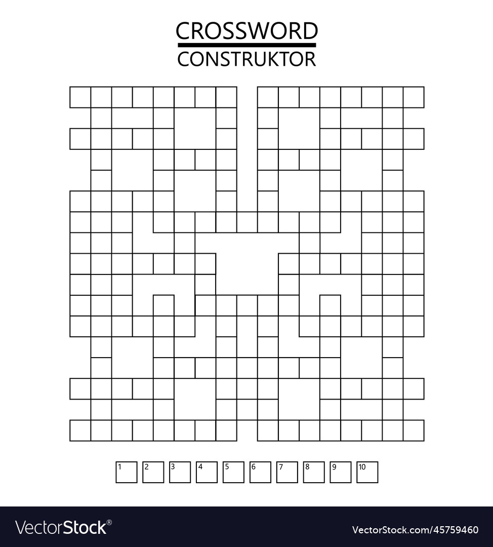 Crossword Constructor Puzzle Squares Empty Set Vector Image