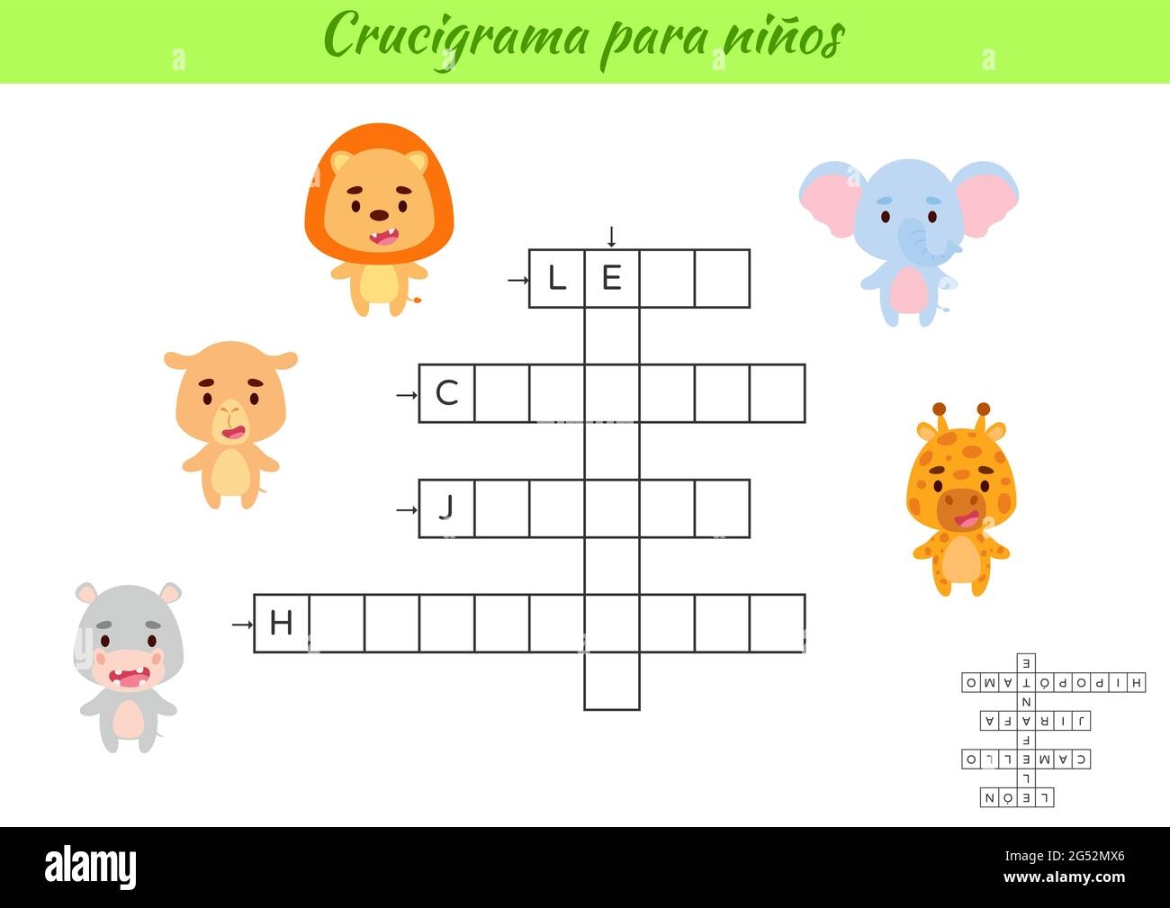 Crossword For Kids In Spanish With Pictures Of Animals Educational Game For Study Spanish Language And Words Children Activity Printable Worksheet Stock Vector Image Art Alamy