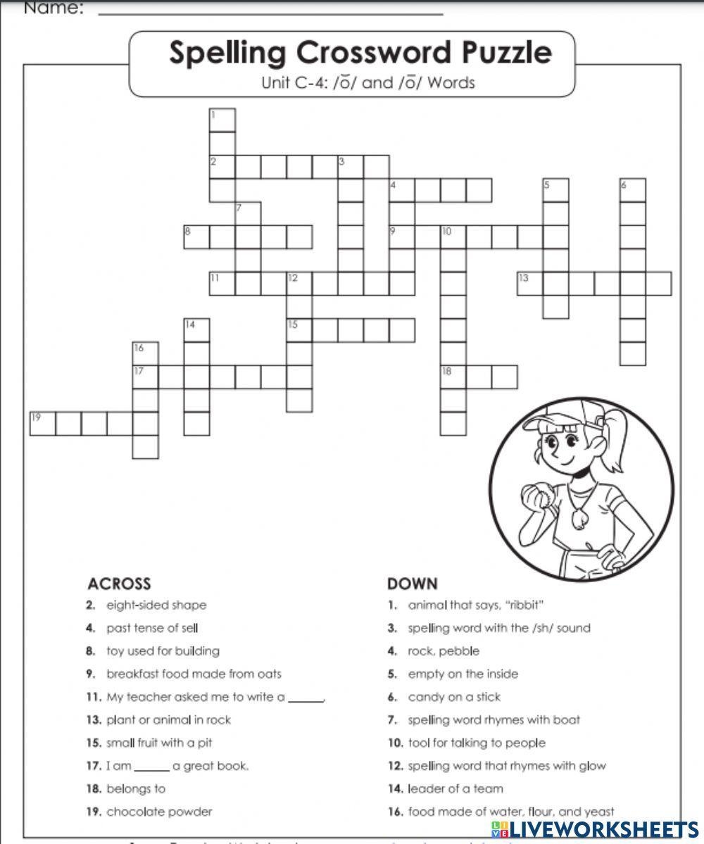 Crossword Puzzle C 4 4th Grade Worksheet Live Worksheets Worksheets Library