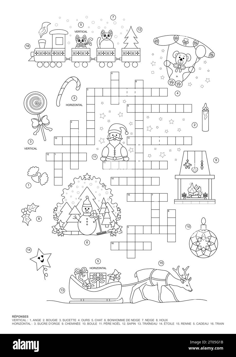 French Christmas Crossword Printable