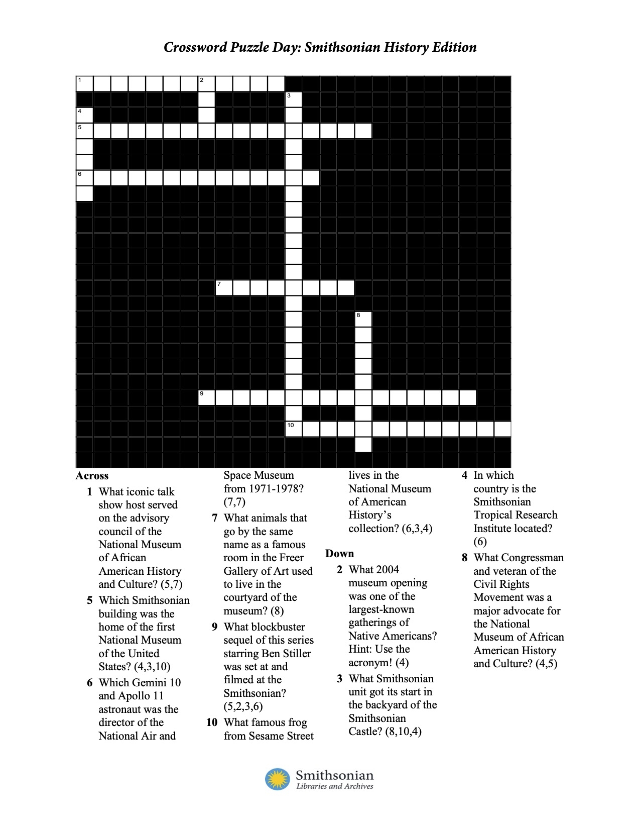 Crossword Puzzle Day Smithsonian History Edition