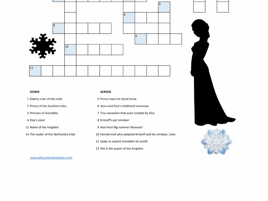 Crossword Puzzle Frozen 2 Templates At Allbusinesstemplates