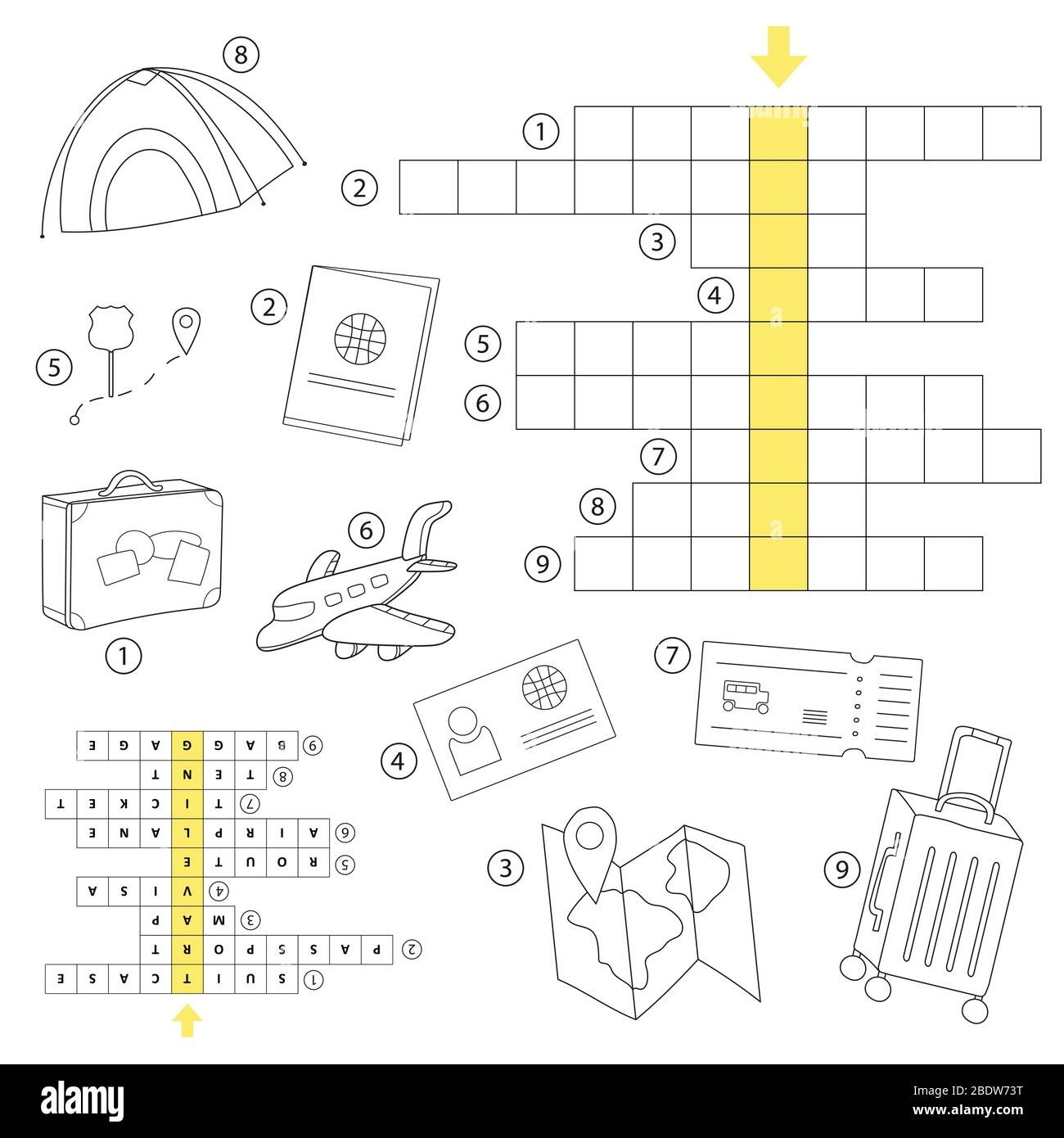 Crossword Puzzle Game For Preschool Kids Activity Worksheet Study English Words Vector Cartoon Illustration Stock Vector Image Art Alamy