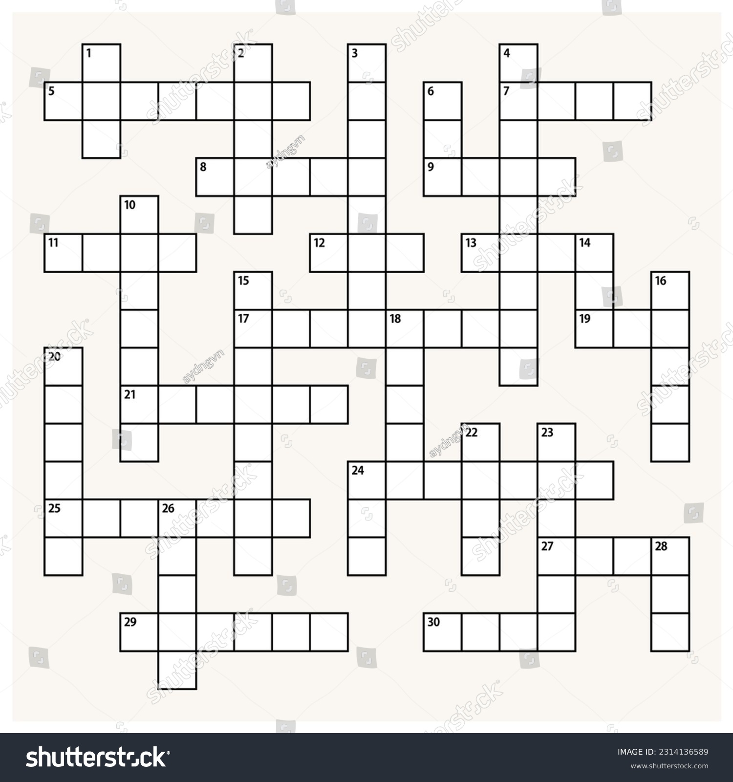 Crossword Puzzle Game Template Puzzle Game Stock Vector Royalty Free 2314136589 Shutterstock