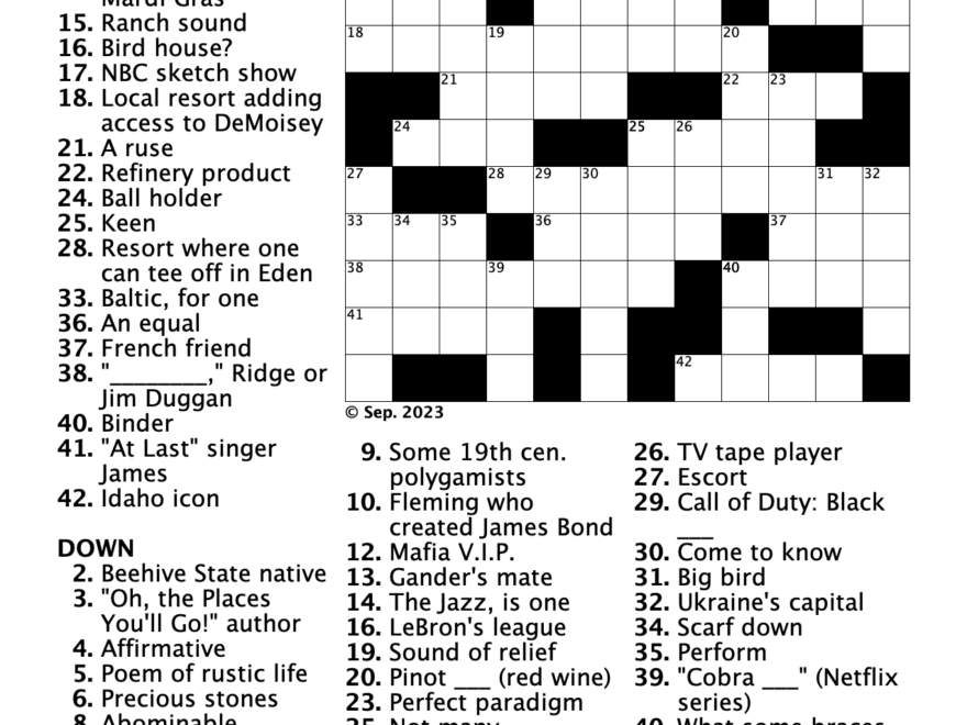 Crossword Puzzle Last Resort THE OGDENITE