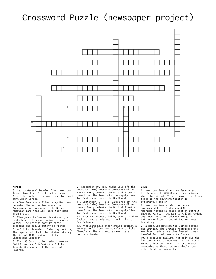 Crossword Puzzle newspaper Project WordMint