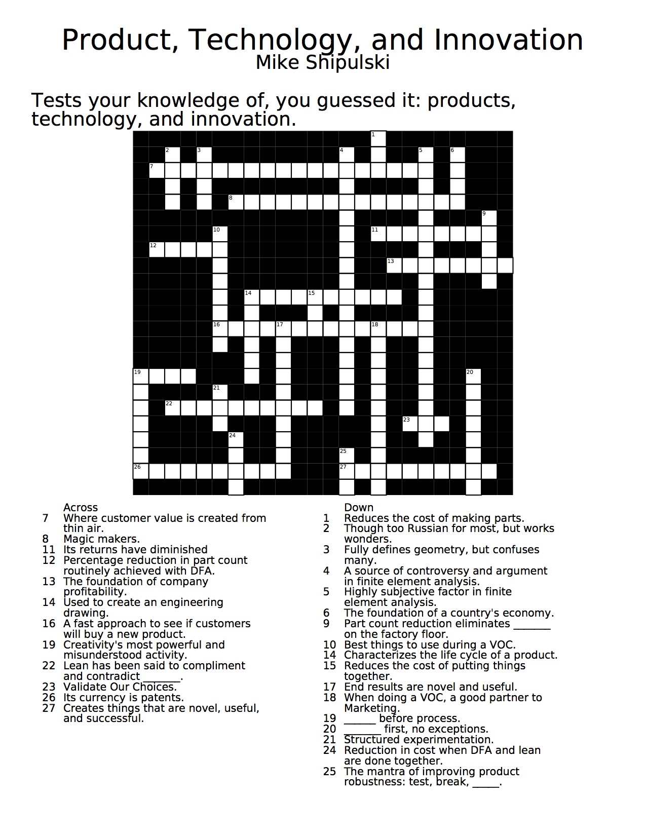 Crossword Puzzles With Answers Printable