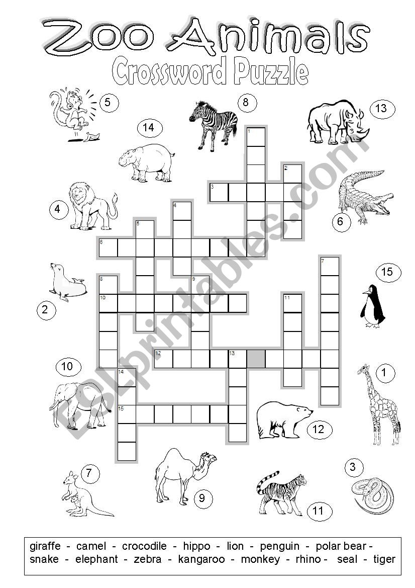 Zoo Crossword Puzzle Printable Zoo Crossword Puzzle Printable