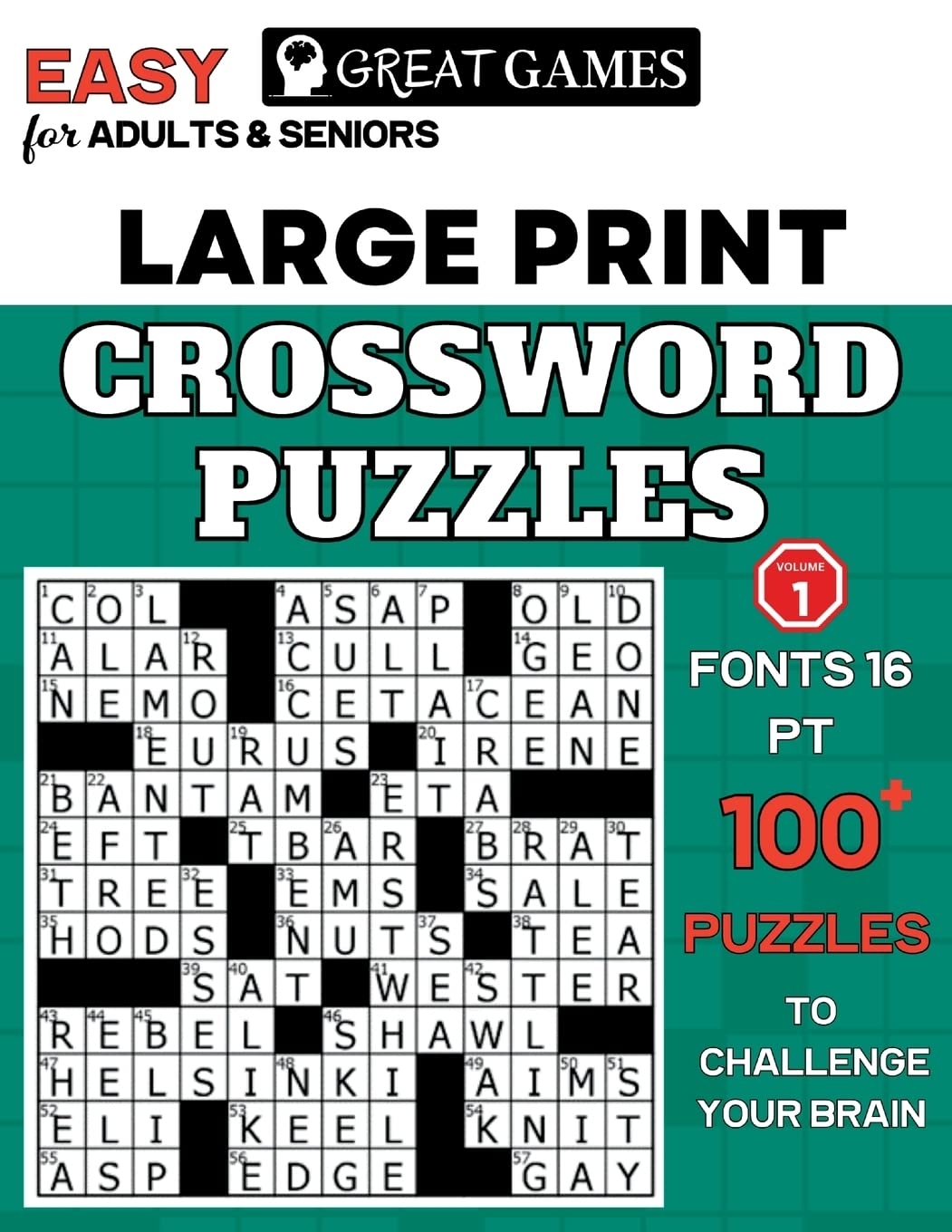 Crossword Puzzles For Adults Large Print Easy to Read Puzzles For Adults And Seniors With Easy Level That Entertain And Challenge Your Brain Steiner Will 9798888624876 Amazon Books