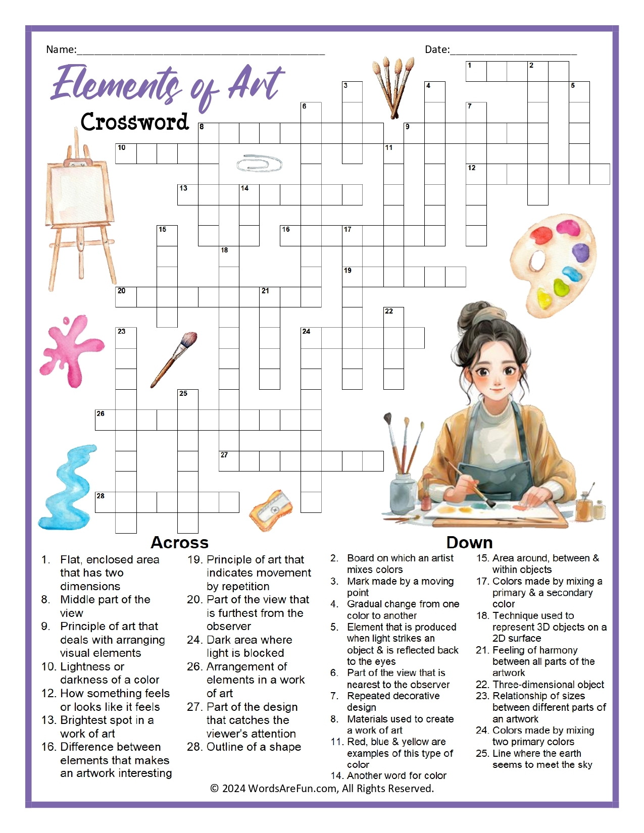 Crossword Puzzle Printable Teens