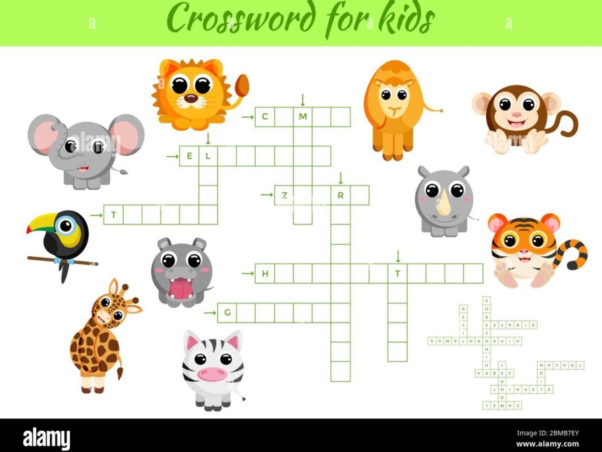 Crosswords Game Of Animals For Children With Pictures Kids Activity Worksheet Colorful Printable Version Educational Game For Study English Words Stock Vector Image Art Alamy