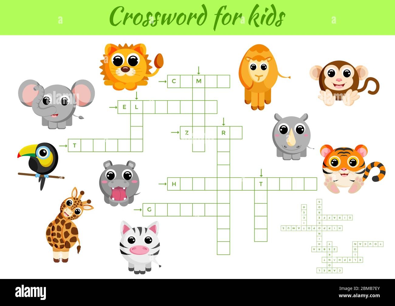 Crosswords Game Of Animals For Children With Pictures Kids Activity Worksheet Colorful Printable Version Educational Game For Study English Words Stock Vector Image Art Alamy