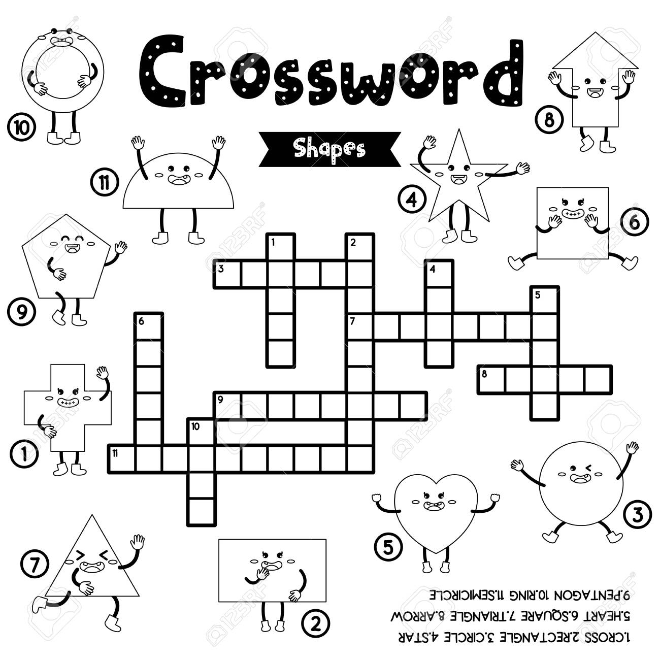 Crosswords Puzzle Game Of Shapes For Preschool Kids Activity Worksheet Coloring Printable Version Vector Illustration Royalty Free SVG Cliparts Vectors And Stock Illustration Image 134799173 