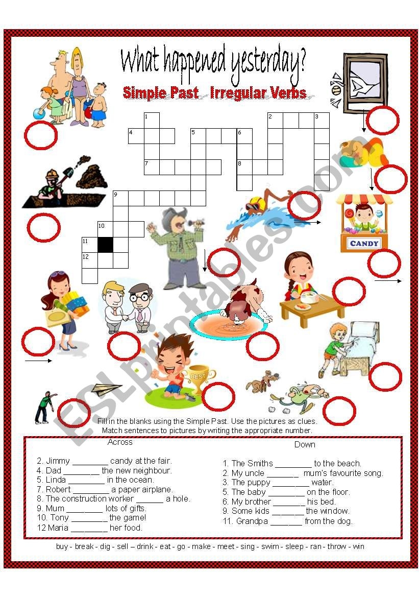 Crosswords Simple Past Irregular Verbs ESL Worksheet By Anna P