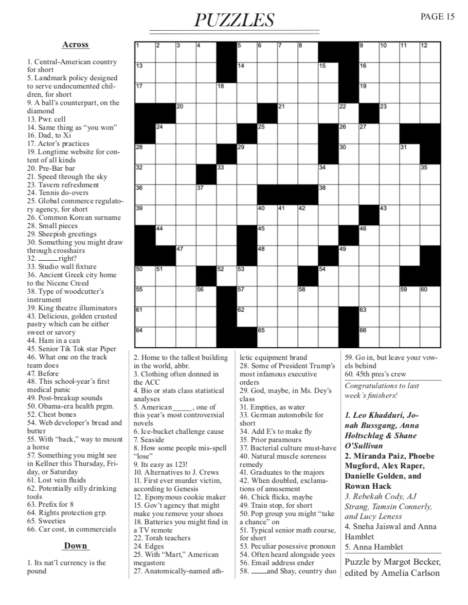 Crosswords The Milton Paper