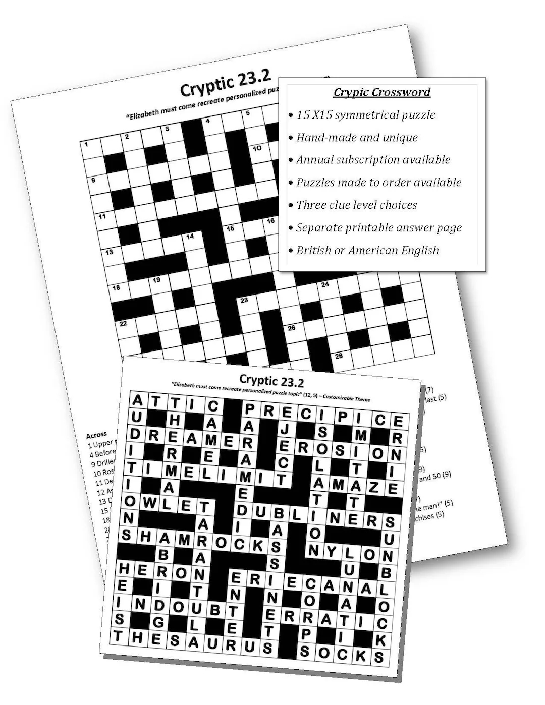 Cryptic Crossword Etsy Cryptic Crossword Etsy