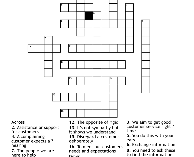 Customer Service Worksheet WordMint