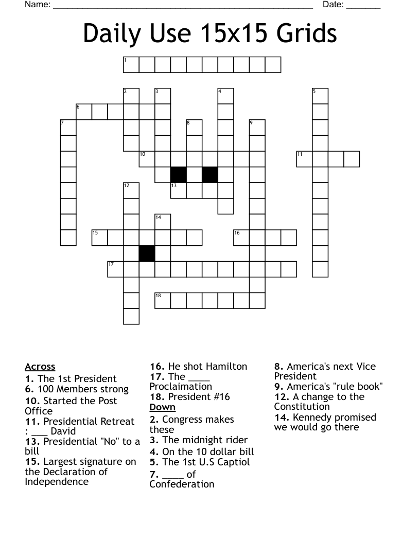 Printable Blank Crossword Grid 15x15
