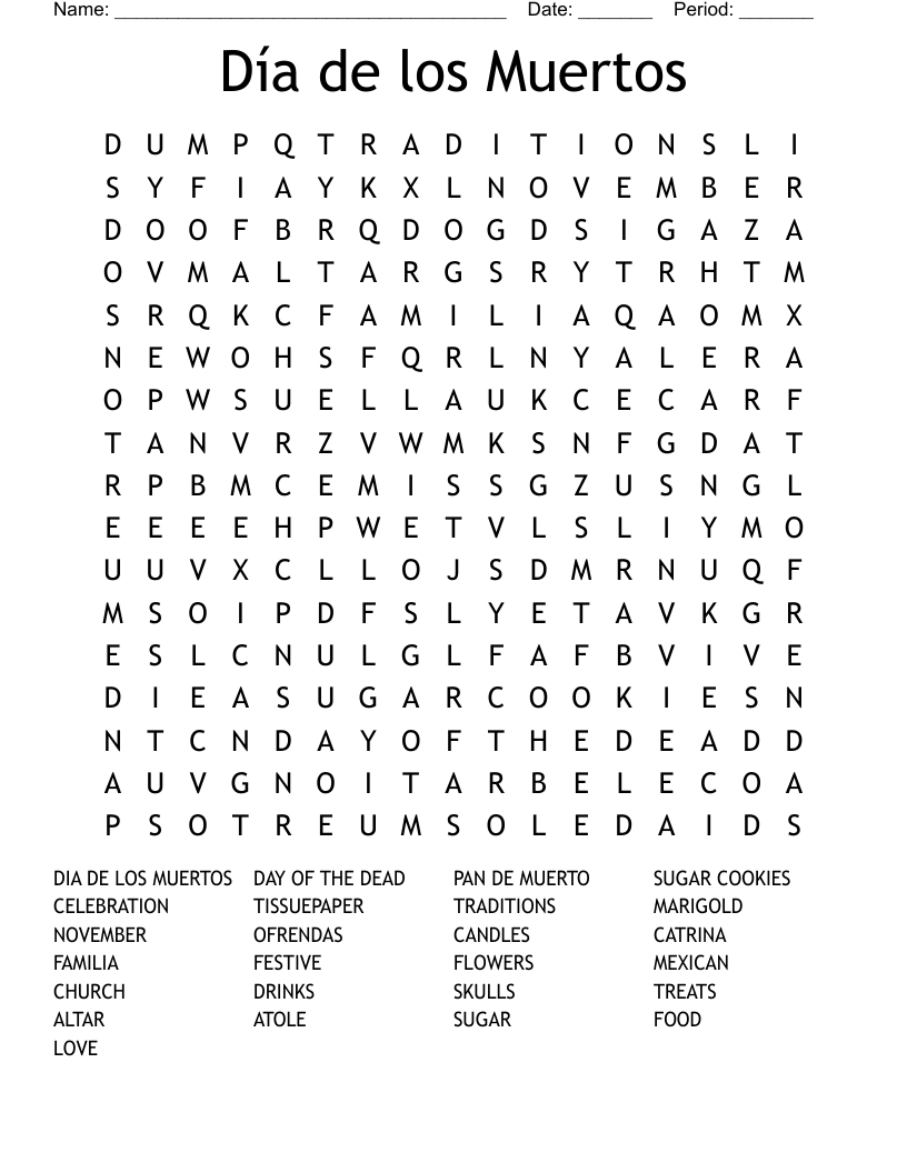 Day Of The Dead Crossword WordMint