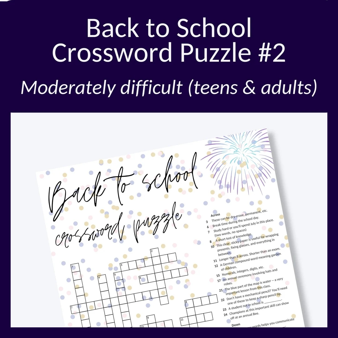 Difficult Back To School Crossword Puzzle Great Cross Word Puzzle For Teenagers Or Adults Etsy Difficult Back To School Crossword Puzzle Great Cross Word Puzzle For Teenagers Or Adults Etsy