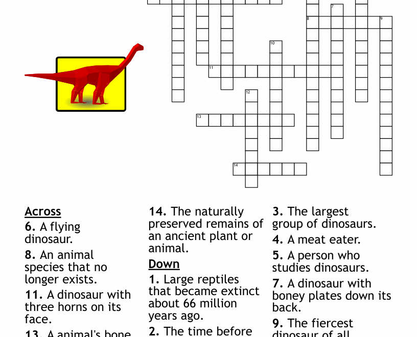 Dinosaurs Crossword WordMint
