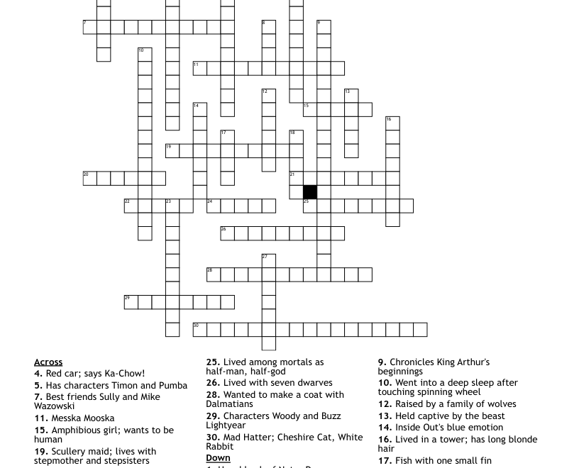 Disney Crossword WordMint