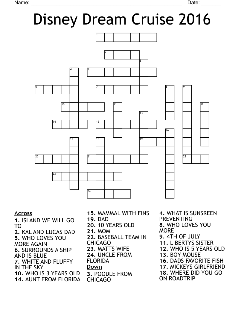 Disney Printable Crossword Puzzles Hard