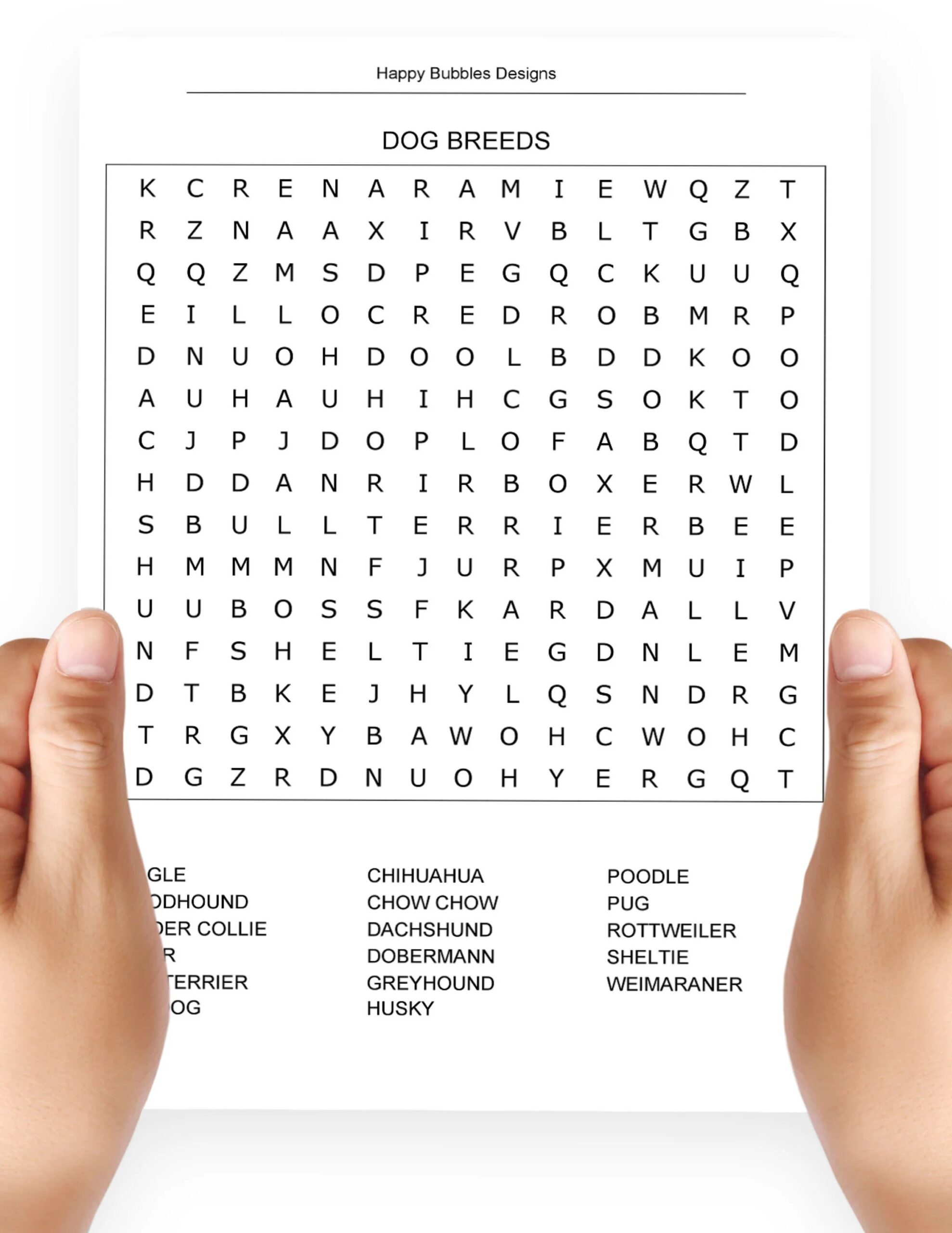Dog Breeds Word Search Puzzle In Large Print Etsy Dog Breeds Word Search Puzzle In Large Print Etsy