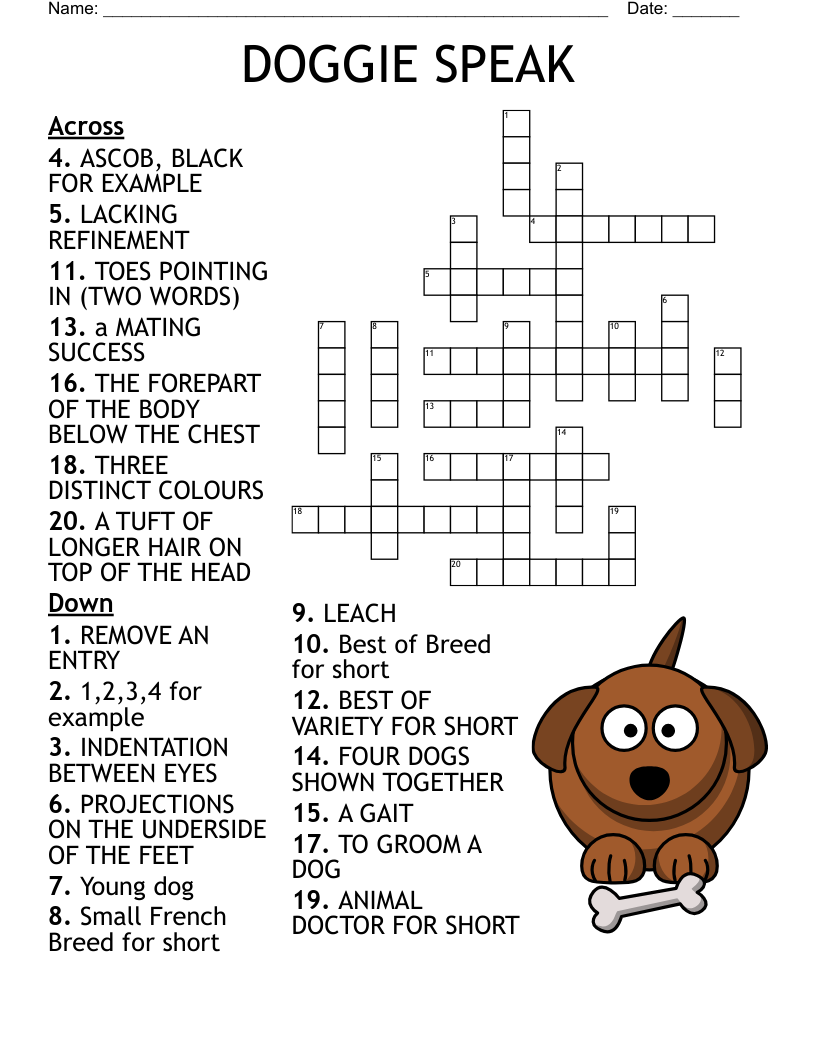 Dog Grooming Crossword WordMint