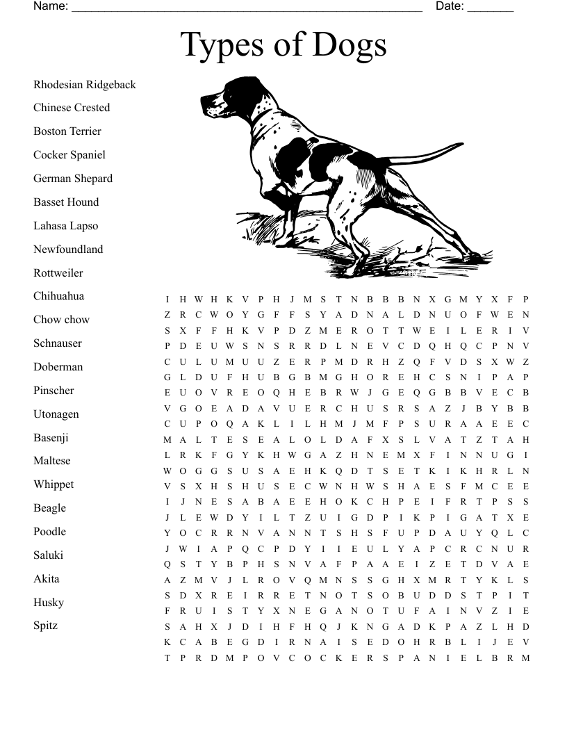 Dogs Crossword WordMint