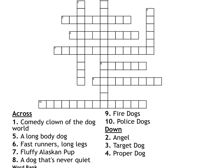 Dogs Crossword WordMint