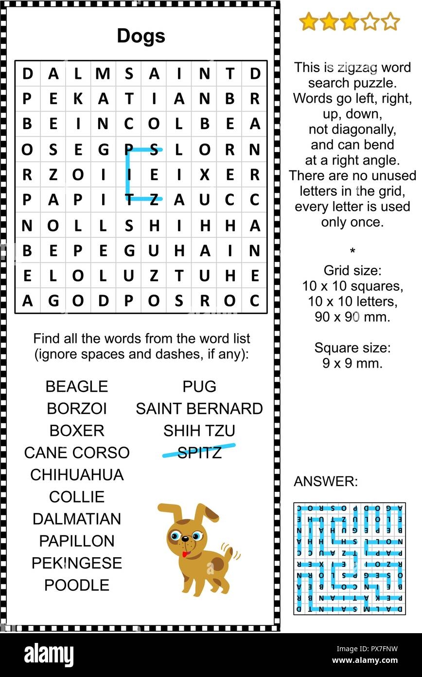 Dogs Themed Zigzag Word Search Puzzle suitable Both For Kids And Adults Answer Included Stock Vector Image Art Alamy Dogs Themed Zigzag Word Search Puzzle suitable Both For Kids And Adults Answer Included Stock Vector Image Art Alamy