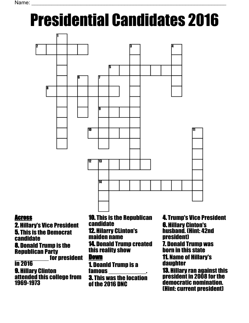 Donald Trump Crossword WordMint